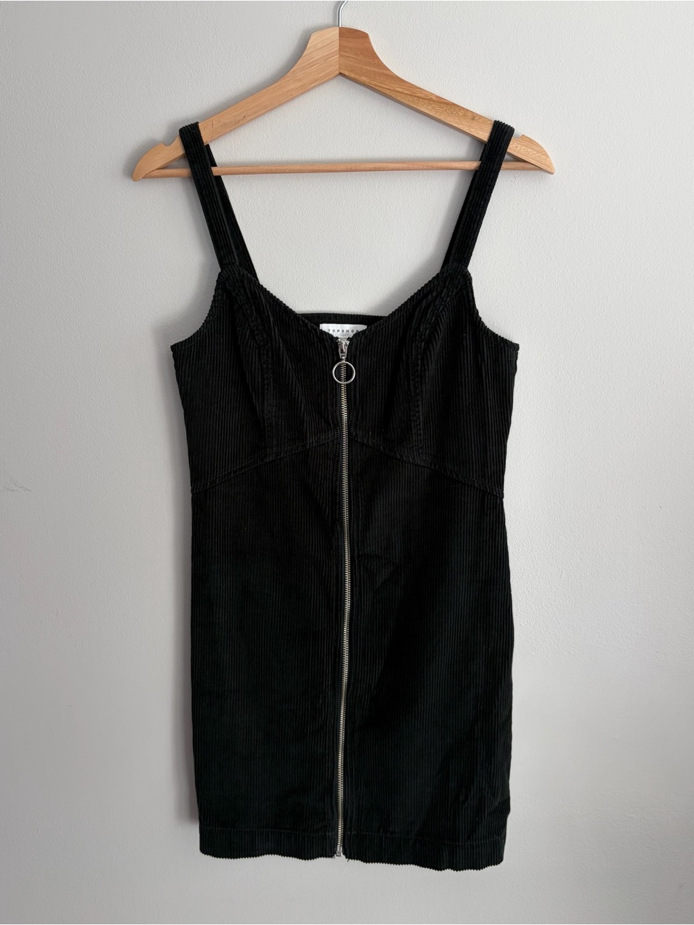 Dark Green Zipper Front Corduroy Dress